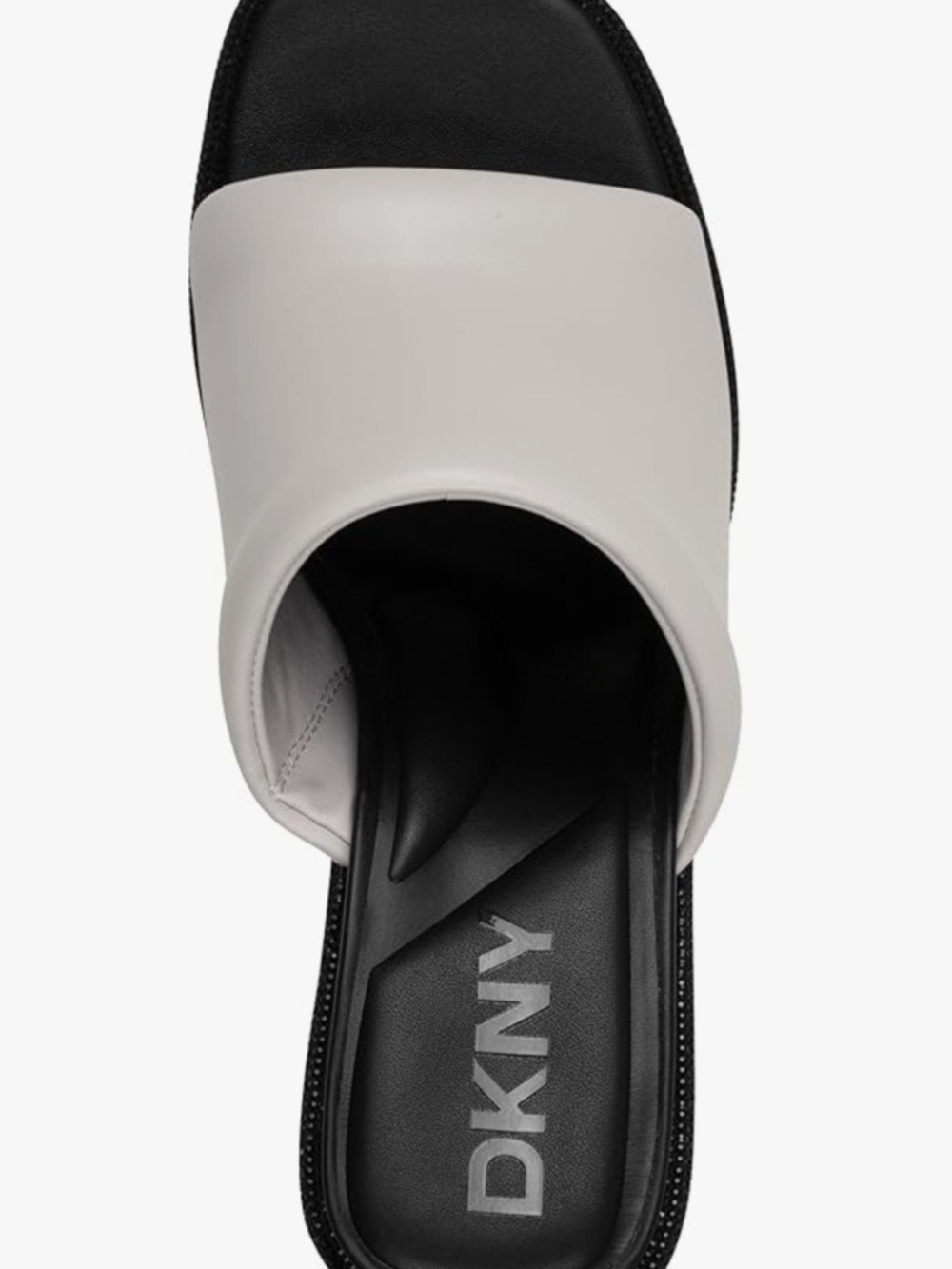 DKNY Women's Reading Evening Heeled Sandal Mule. Size 9.5 Two-tone White/Black
